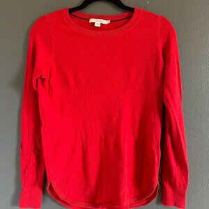 Boden Emilie Curved Hem Sweater in Red (wool + cotton)